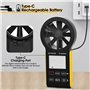 INFURIDER Anémomètre Numérique Rechargeable LCD Compteur de Vitesse du Vent,YF-6000GH Mode Intelligent Anemometre Portable Mesur