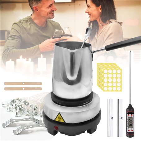 Kit de Fabrication de Bougies de Cire Bricolage parfumées +Plaque chauffante électronique pour fondeur de cire
