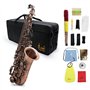 Btuty Eb Eb Saxophone alto en forme de coquille d'ormeau avec étui et gants de nettoyage (Rouge brun)
