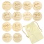 Cartes étapes Bébé en Bois Cartes de Jalon Mensuelles Gravées Recto/Verso Cadeau Naissance Fille ou Garcon Accessoires Photo pou