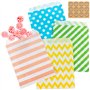 Sac en Sachet Cadeau Papier Pochette Cadeau Petit Format Sac Bonbon 100 Pcs Couleur Petit Sacs en Papier avec 108 Pcs Autocollan