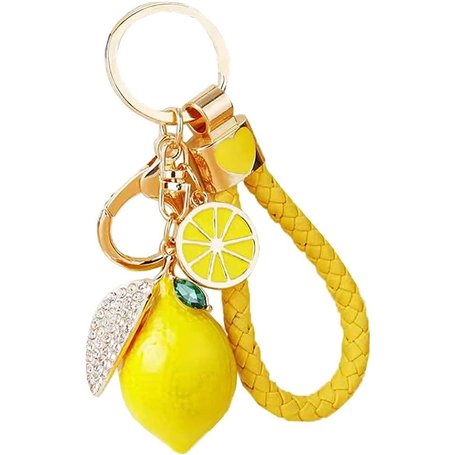 NISCAYA Joli porte-clés citron en cristal avec strass pour sac à main