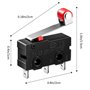 beihuazi® Micro Interrupteur Fin de Course Micro Switch SPDT Snap Action 12pcs 125-250V 5A SPDT 1NO 1NC 3 Broches Levier de Roul