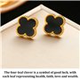Ensemble De Bijoux Trèfle À Quatre Feuilles 18k Plaqué Trèfle À Quatre Feuilles Collier Boucles D'oreilles Bijoux Trèfle À Quatr
