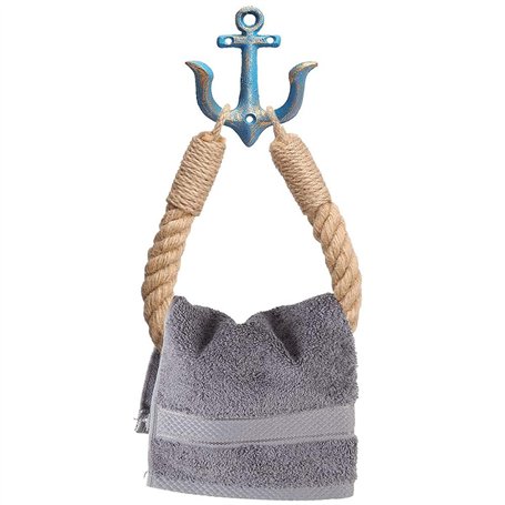 Niciksty Porte Papier Toilette Vintage - Corde Industrielle - pour Salle de Bain Motif Ancre en Métal