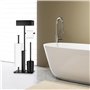 GUIGUZI Porte-papier toilette debout avec brosse WC en acier inoxydable avec boîte à lingettes humides, porte-papier toilette et