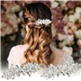 TRKETK 3 Pièces Clips de Cheveux de Mariée Strass, Coiffe de Mariage Pince à Cheveux Argentée Cristal Perle Pinces à Cheveux Cri