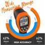 AIOMEST Thermomètre Infrarouge Laser Numérique Sans Contact -58°F~2732°F (-50°C~1500°C) Emissivité Réglable Digital LCD Alarme P
