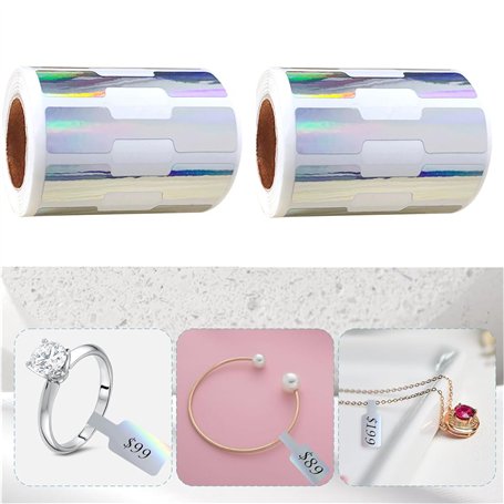 Lot de 1000 étiquettes de prix autocollantes argentées vierges pour bijoux