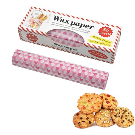 Lot de 50 Papier D'emballage Alimentaire 25 * 21cm Feuilles de Papier Ciré d’emballage Papier Cadeau Papier Ciré étanche à Grais