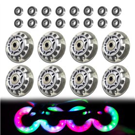 LEKEFETO Lot de 8 roues de rollers en ligne - 72 mm - Argent transparent - Avec 16 roulements à billes - Universelles pour tous  LEKEFETO Lot de 8 roues de rollers en ligne - 72 mm - Argent transparent - Avec 16 roulements à billes - Universelles pour tous