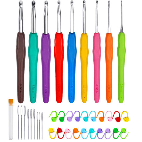 Diompirux Kit de Tricot 9 Pièces - Aiguilles à Crochet Multicolores 2