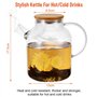 Kasanni Theiere Verre 1.8l Couverture en Bois Avec Filtre RéSistant au Froid et à la Chaleur, AntidéFlagrant Verre Borosilicaté 