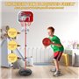 Panier de Basket Enfant,Panier de Basket extérieur,avec 2 Ballons de Basket et Une pompepanier de Basket réglable en Hauteur,pou