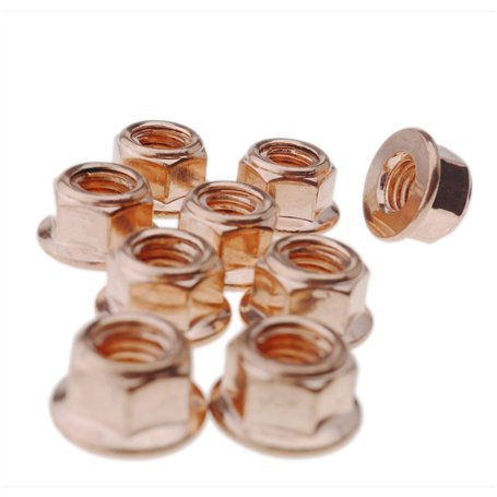 Create idea 12pcs écrou de collecteur d'échappement tête écrou M8 Hex cuivre autobloquant pour Voiture