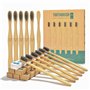 Lot de 12 brosses à dents au charbon de bois en bambou naturel | Brosse à dents avec poils doux (Lot de 12)