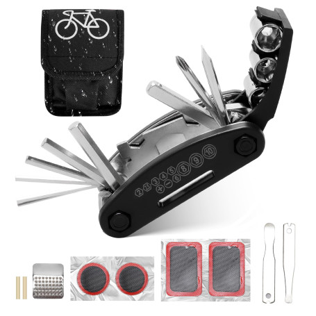 Kit Reparation Vélo Accessoire VTT Trousse à Outils de Réparation Pneu Vélo
