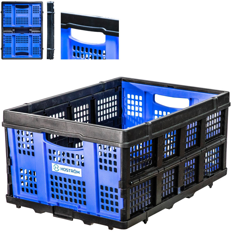 RHBHY 4 Caisses Plastiques Pliantes - 2 Grandes + 2 Petites, Paniers De Rangement Empilables Pour Cuisine Et Bureau