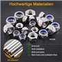 WJMY 200PCS Ecrou Nylstop Frein Inox 304 Nylon Écrou Autobloquant Ecrous Hexagonal Taille de M2 M3 M4 M5 M6 M8 M10 M12 avec Coff