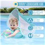 Bouee Bebe avec Pare Soleil SPF 50+, Bouee Enfant avec Parasol et Siège de Sécurité, Flotteur de Piscine pour Bébé avec Pompe à 
