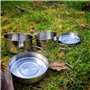 Bestargot Kit de Casserole Camping, 4pcs Compact Kit de Cuisine Camping en Acier Inoxydable, Kit de Popote Bivouac Gamelle Vaiss
