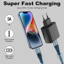 Câble iPhone USB C 2M/Lot de 2[Certifié Apple MFi], Câble Type-C vers Lightning Cable Chargeur iPhone Charge Rapide Nylon Cable 