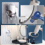 QINERSAW 2 PCS Support Seche Cheveux Mural en Acier Inoxydable Porte Sèche-Cheveux Mural Antirouille Socle Seche Cheveux avec 2 