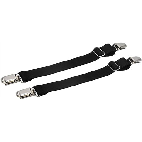 Enyolidimk Lot de 4 pinces élastiques droites noires pour porte-jarretelles pour chemise