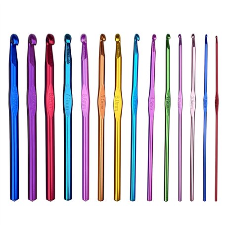 14 Pièces Crochets en Aluminium Tricot Outils Multicolore