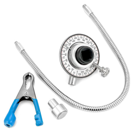 QWORK® 1/2" Jauge de Serrage Angulaire avec Bras Magnétique et Bras à Griffes Clé Dynamométrique à Bras Clip