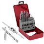 QWORK® 16 pièces jeu de tarauds et forets professionnels