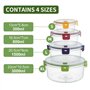 KINGBON Lot de 4 récipients alimentaires en plastique sans BPA avec couvercles hermétiques pour micro-ondes, réfrigérateur, lave
