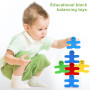 Fdit Jeu de Construction Créative Équilibre en Bois Jouets 16pcs / Jeu de Blocs Colorés de Dessin Animé