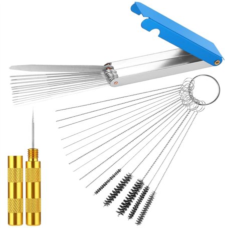 Criveple Kit de Nettoyage de carburateur - 13 Kits de Nettoyage + 10 Aiguilles de Nettoyage + 5 brosses en Nylon + 1 mandrin Tra