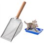 Pelle à litière pour Chat - en métal - avec poignée en Bois - Taille des Pores de 4mm - Pelle pour Chat