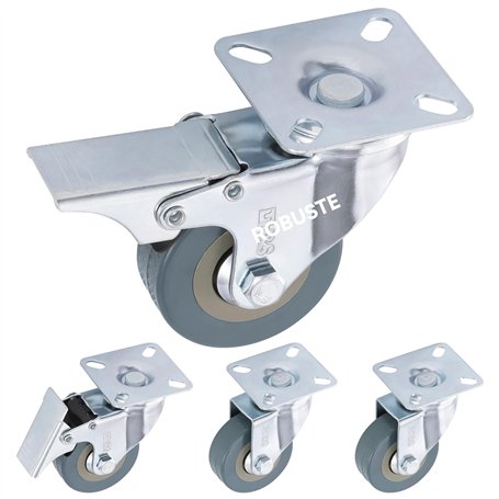 H&S Roulettes pour Meubles - 4x Roulette Charge Lourde Exterieur Max 200kg pour Meuble Placard Table Basse - Roue Chariot avec F