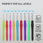 H&S Set Crochet Tricot - 9pcs - Kit Crochets en avec Poignée Douce en Caoutchouc - 12 Marquages de Points de Verrouillage - Aigu
