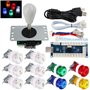 SJ@JX Arcade Game Stick DIY Kit Buttons with Logo LED 8 Way Joystick USB Encoder Cable Controller for PC MAME Raspberry Pi Color