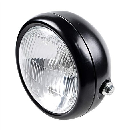 HANSWDEU 6 1/2" moto rétro noir lentille claire phare pour Bobber Cafe Racer Cruiser Vintage Style