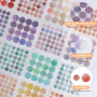 2600 Pcs Autocollants Washi Aquarelle Pastille Autocollants Colorés Auto-Adhésives, Gommettes Autocollantes Rondes Washi Étiquet