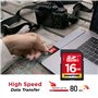Gigastone 16 Go SDHC Carte Mémoire, Lot de 2 Cartes, Prime Série, Vitesse de Transfert allant jusqu'à 80 Mo/s. pour Photos, vidé