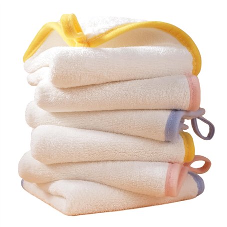 POLYTE - 6 serviettes de toilette pour bébé en microfibres Premium - hypoallergénique/ne peluche pas - blanc - 25 x 25 cm