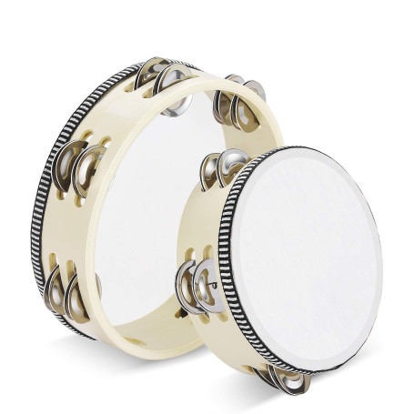 Flexzion Lot de 2 tambourins à main en bois – 20
