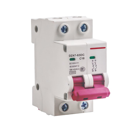 Disjoncteur Miniature Photovoltaïque 2P DC: 1000V 16A Disjoncteur DC Miniature