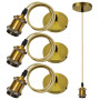 3 Pcs Suspension Luminaire Vintage und Support de Lampe E27