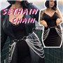 Sethain Punk Cuir Chaîne de corps Noir En couches Chaînes Multicouche Taille Chaînes Boîte de nuit Accessoires de carrosserie Bi