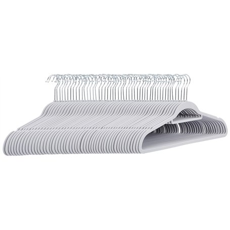 Amazon Basics Lot de 50 cintres en velours avec porte-cravate pour costumes Gris clair