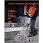 VEVOR Marteau de Démolition 2200 W Marteau-Piqueur 66 J 1350 BPM Marteau Perforateur avec 4 Burins Remplaçables Poignée Rotative