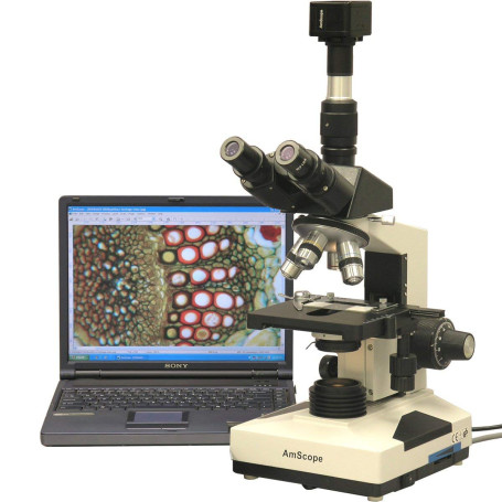 AmScope T490B-10M Microscope trinoculaire vétérinaire de laboratoire 40X-2000X avec caméra 10 MP