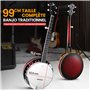Pyle Banjo Kit avec Tête Remo et Résonateur en Sapelli, Instrument Traditionnel Taille Réelle de 99 cm – Banjo 5 cordes - Dos Ou